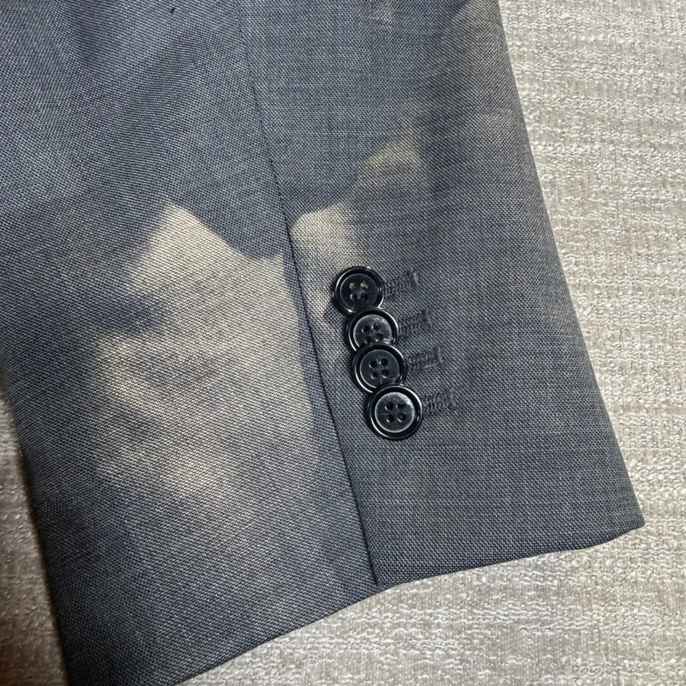 Banana Republic Suit Jacket Mens 50L Grey Stretch Sharkskin Slim Fit Wool Blend